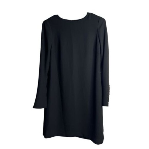 Talbots Simply Elegant Black Shift Dress Long Sleeve Crystal Detail 4P Petite - Picture 1 of 6